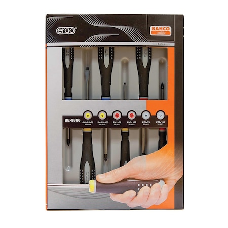 Bahco Mixed Screw Driver, Set, 6 pcs. #1, #2; #1, #2; 9/64", 7/32" BE-9886