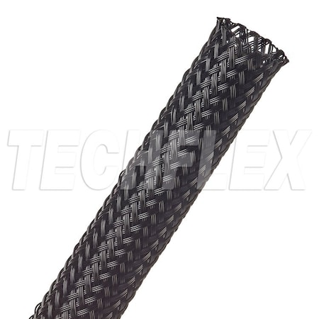Techflex Braided Cable Sleeve, 3/4 in Inside Dia., 1-1/4 in Max Bundle Dia., 50 ft, Nylon, Black SDN0.75BK