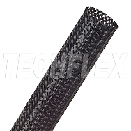 Techflex Braided Cable Sleeve, 1 in Inside Dia., 1-1/2 in Max Bundle Dia., 50 ft, Nylon, Black SDN1.00BK