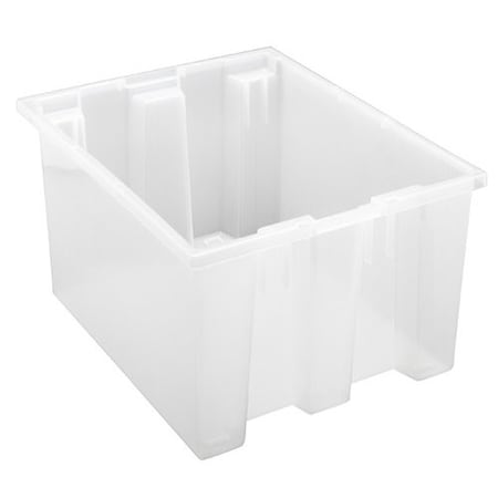 Quantum Storage Systems Stack & Nest Storage Tote, 9 gal, 19-1/2 in L x 15-1/2 in W x 10 in H, Clear, Polyethylene SNT190CL