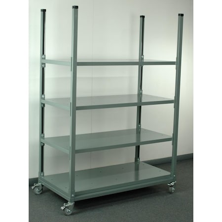 Stackbin Cart W/ Adjustable Steel Shelves 4-4WSER