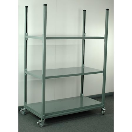 Stackbin Cart W/ Adjustable Steel Shelves 4-3WSER