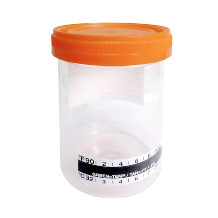 Medegen Medical Products Tmprtr Strp Spcmnt Cntnr, 120mL, Org, PK300 4945