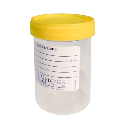 Medegen Medical Products Specimen Container, 120mL, Yellow, PK300 4946