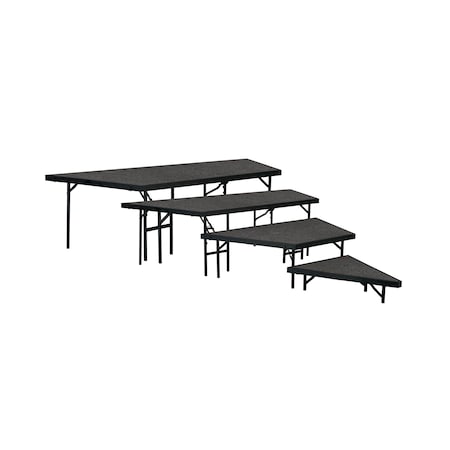 National Public Seating Seated Riser Stage Pie Section, 4-Tier, 48" Deep Tiers, Grey Carpet SPST48C/SP4832C-02