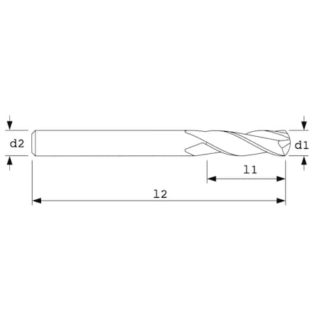 AC DRILLS End Mill, Stub Ball, 38Hlx, 2FL, 3/8"D, Unctd S20260B