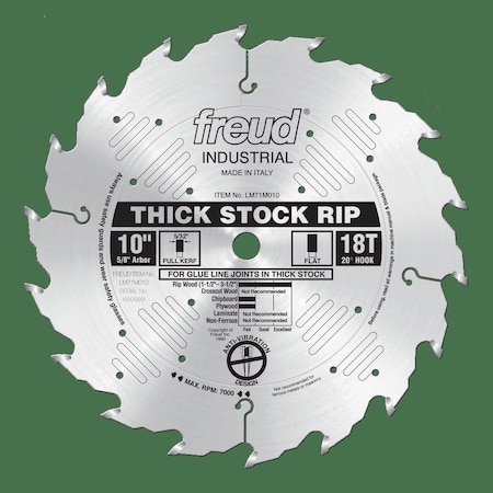Freud Thick Stock Rip Blade, 10" x 18T LM71M010