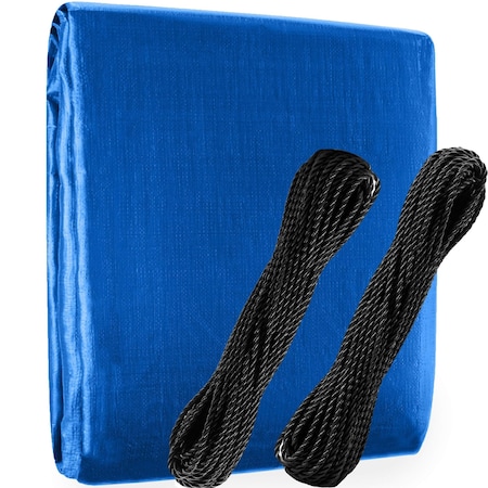 Jaydee Boen All Purpose Tarp, 20 ft x 25 ft, 5 Mil, Blue, Polyethylene BT-2025FR-KIT
