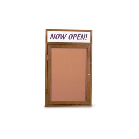 United Visual Products Single Door Wood Enclosed Corkboard, Hdr UV102HD
