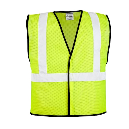 Kishigo Hi-Vis Vest, Hook-Loop, Class 2, Lime, L-XL 1571-L-XL