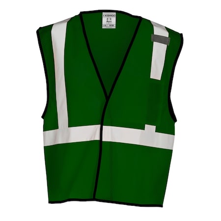 Kishigo High-Visibility Vest, Green, L/XL B123-L-XL