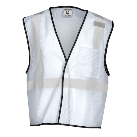 Kishigo High-Visibility Vest, White, 2XL/3XL B124-2X-3X