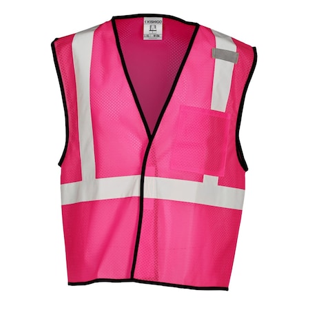 KISHIGO Hi-Viz Vest, Multi-Pocket, Pink, S-M B126-S-M