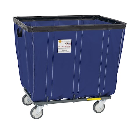 R&B Wire Products Antimicrobial Vinyl Basket Truck with Steel Base, 14 Bushel, Navy 414SOC/ANTI/NVY