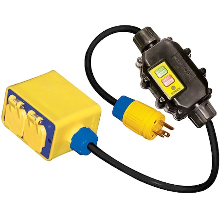 Ericson Inline GFCI GFCI Extension Cord, 12 AWG, 12/3, 2 Outlets, 5-15R, Black, 5-15P, 2 ft XG2-12-2BW-15