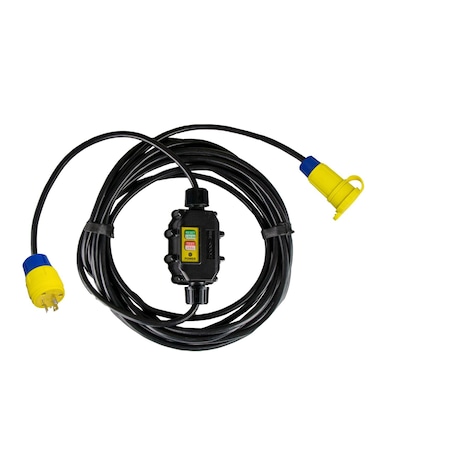 Ericson Inline GFCI GFCI Extension Cord, 12 AWG, 12/3, 1 Outlets, L5-20C, Black, L5-20P, 50 ft XG2-12-50W-LKG