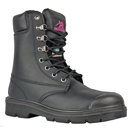 HOSS BOOT CO Size 7.5 Women's 8 in Work Boot Steel Work Boot, Black MT50165