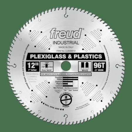 Freud CircularSawBlade, Carbide, Dia:12" LU94M012