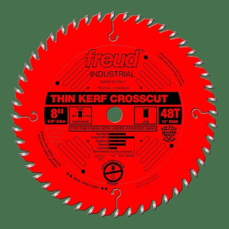 Freud Thin Kerf Fine Finish Crosscut Blade, 8 LU88R008