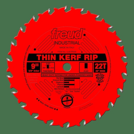 Freud Thin Kerf Rip Blade, 9" x 22T LU87R009