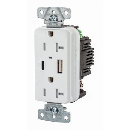 Bryant USB Receptacle RCPT DUP 20A 125V USB AC PD White USBB20ACPDW | Zoro