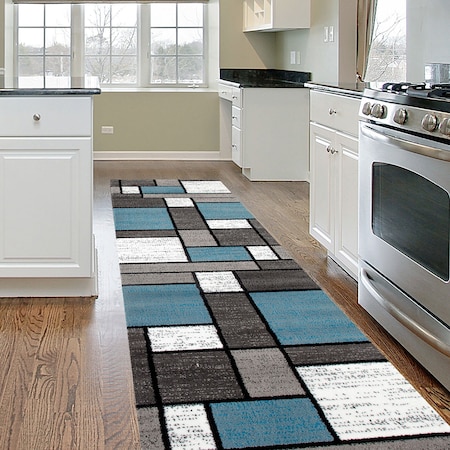 World Rug Gallery Contemporary Modern Boxes Design Soft Runner Rug 2 ...
