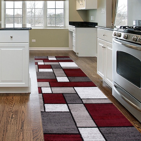 World Rug Gallery Contemporary Modern Boxes Design Soft Runner Rug 2' x ...