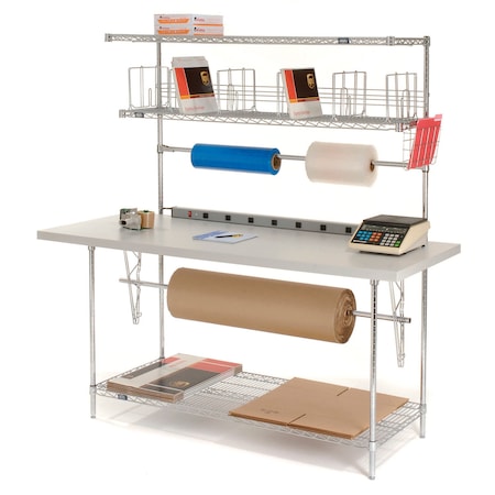 Global Industrial Packing Workbench W/Riser & 3 Shelves, Laminate ...