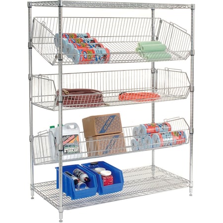 Stationary Material Racking Nexel Steel Stationary Rack, 24 in D x 63 in H x 48 in W, Silver 832204 ...