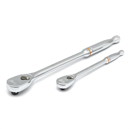 2 Piece 1/4", 3/8" Drive 90 Tooth Long Handle Ratchet Set