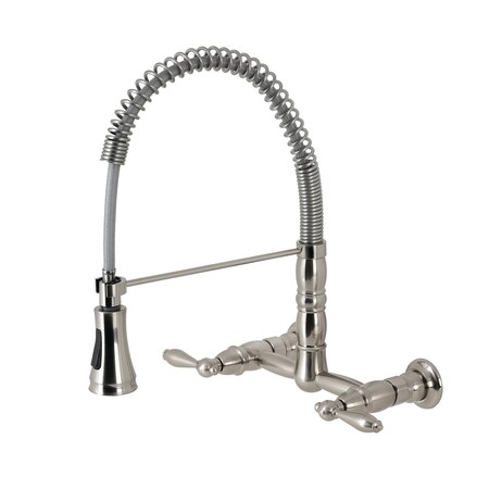 Gourmetier Gs1248al 355 19 Heritage 2 Handle Wall Mount Pull Down Sprayer Kitchen Faucet Nickel Zoro Com