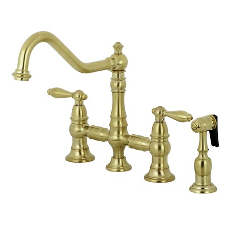 Kingston Brass Ks3277albs 445 29 Kitchen Faucet W Side Sprayer Brushed Brass Zoro Com