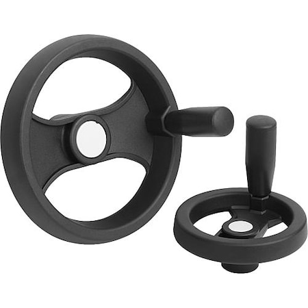Kipp Handwheel, 2-spoke plastic, Dia. 99, bore 12, key 4 mm. Revol ...