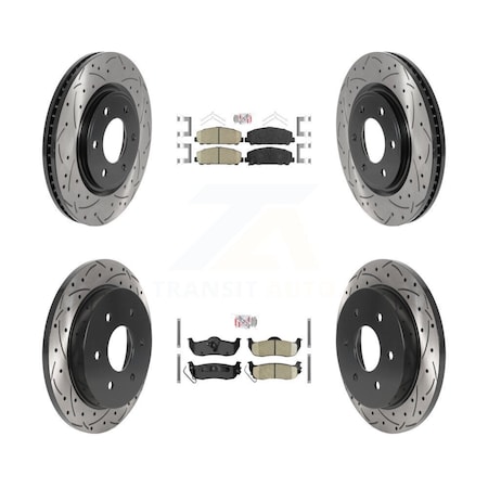 Transit Auto Front Rear Ceramic Pad Drilled Slot Brake Rotor Kit For ...