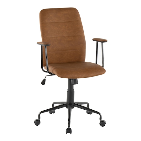 Lumisource Fredrick Office Chair in Brown Faux Leather OC-FRED BK+