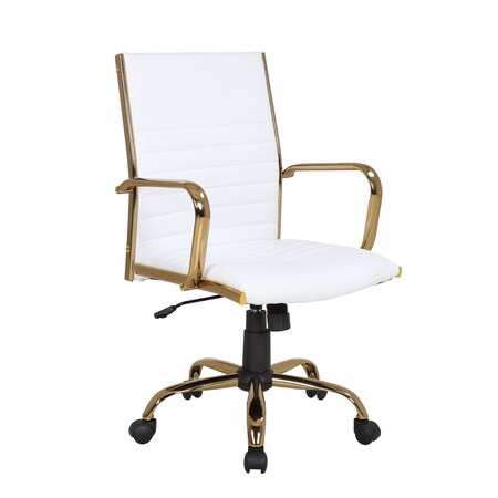 Lumisource Master Adjustable Office Chair in Gold with White Faux