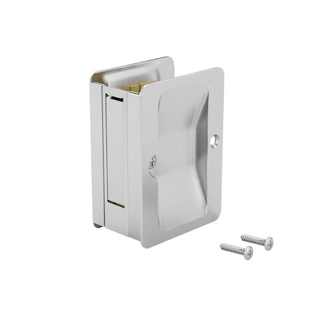 Richelieu 3 14inch 82 mm x 2 14inch 58 mm Rectangular Pocket Door Passage Pull, Brushed Chrome 1700BCPSBC