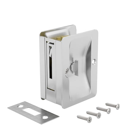 Richelieu 3 14inch 82 mm Pocket Door Privacy Pull  Rectangular, Brushed Chrome 1701BCPSBC