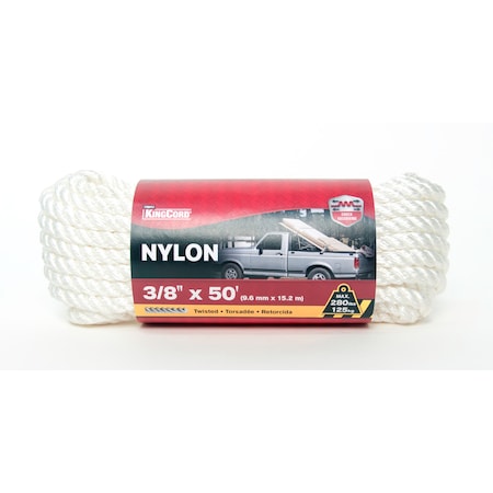 Kingcord 3/8 in. x 50 ft. White Twisted Nylon Rope 300131BGV1
