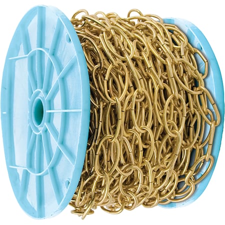 Kingchain 100 ft. Gold Open Oval Decorative Chain 536802