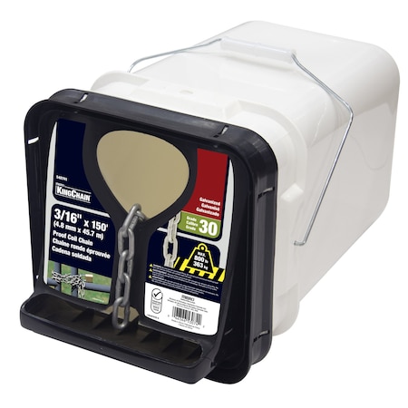 Kingchain 3/16 in. x 150 ft. Galvanized Grade 30 Proof Coil Chain 540741