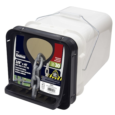 Kingchain 3/8 in. x 45 ft. Galvanized Grade 30 Proof Coil Chain 559461