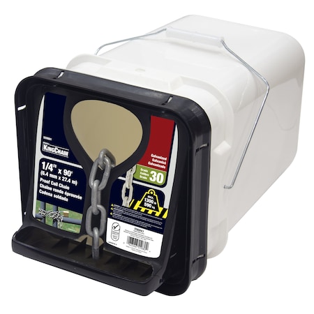 Kingchain 1/4 in. x 90 ft. Galvanized Grade 30 (G30) Proof Coil Chain 559801