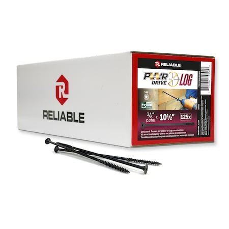 Pwr Drive 3/8-inch x 10 1/2-inch LOG Torx Star Drive Log and Timber Structural Screws, 125PK FTC17BLK381012