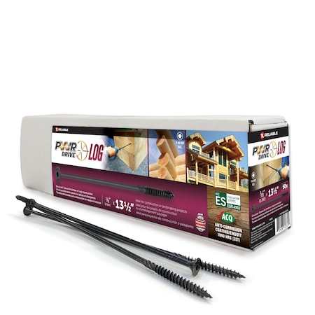 Pwr Drive 3/8-inch x 13 1/2-inch LOG Torx Star Drive Log and Timber Structural Screws, 50PK FTC17BLK381312L