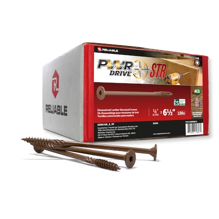 Pwr Drive 3/8-inch x 6 1/2-inch STR Torx Star Drive Deck Framing Screws, 150PK FTC17BR38612