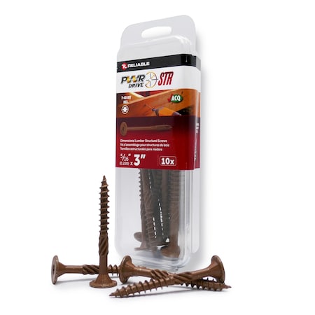 Pwr Drive 5/16-inch x 3-inch STR Torx Star Drive Deck Framing Screws, 10PK FTC17BR5163MR