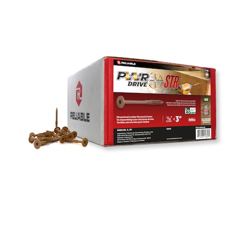 Pwr Drive 5/16-inch x 3-inch STR Torx Star Drive Deck Framing Screws, 400PK FTC17BR5163