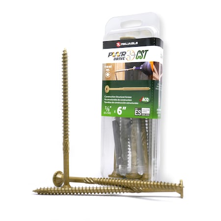 Pwr Drive 3/8-inch x 6-inch CST Torx Star Drive General Construction Structural Screws, 10PK FTC17GO386MR