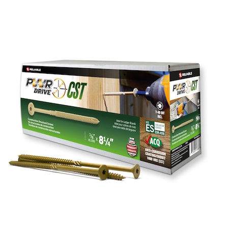 Pwr Drive 3/8-inch x 8 1/4-inch CST Torx Star Drive General Construction Structural Screws, 50PK FTC17GO38814L